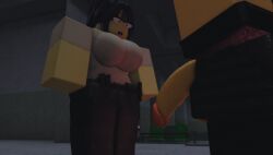 1boy 1girls 3d big_breasts big_penis blacksite_zeta breasts cesoperator looking_at_penis penis penis_awe penis_out roblox roblox_game robloxian source_request tagme thick_thighs thighs