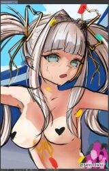 1girls 2d 2d_(artwork) 2d_artwork @_@ armpits bare_armpits bare_arms bare_chest bare_hands bare_midriff bare_shoulders bare_skin big_breasts black_pasties blue-eyed_female blue_eyes blue_sky blunt_bangs breasts busty busty_female busty_girl busty_teen clouds collarbone digital digital_art digital_drawing digital_drawing_(artwork) digital_media digital_media_(artwork) drawing elbows exposed_armpits exposed_arms exposed_chest exposed_midriff exposed_shoulders exposed_skin eyebrows_visible_through_hair female female_focus female_only grey-haired_female grey_hair head_tilt heart_pasties high_resolution highres inframammary_fold lapiceru large_boobs large_breasts lean_figure long_hair looking_at_viewer midriff narrow_waist nipple_pasties pasties shoulders silver-haired_female silver_hair silver_hair_female sky slender_body slender_waist slim_female slim_waist solo spanish_vtuber standing swirly_eyes tilted_head twintails twintails_(hairstyle) upper_body virtual_youtuber vtuber vtuberfanart youtuber youtuber_girl