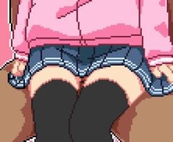 1boy 1girls animated clothed creampie cum cum_in_pussy cum_inside female hoop_earrings original penetration penis pixel_art pussy qswan sex skirt