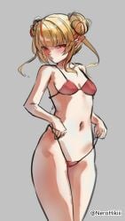 1girls 2d 2d_(artwork) 2d_artwork bare_arms bare_belly bare_chest bare_hands bare_hips bare_legs bare_midriff bare_navel bare_shoulders bare_skin bare_thighs belly belly_button bikini bikini_bottom bikini_only bikini_top blonde-haired_female blonde_female blonde_hair blonde_hair_female breasts collarbone curvaceous curvaceous_body curvaceous_female curvaceous_figure curvaceous_hips curvy curvy_body curvy_female curvy_figure curvy_hips digital digital_art digital_drawing digital_drawing_(artwork) digital_media digital_media_(artwork) double_bun drawing elbows exposed_arms exposed_belly exposed_chest exposed_hips exposed_legs exposed_midriff exposed_navel exposed_shoulders exposed_skin exposed_thighs female female_focus female_only fingers grey_background groin hair_bun half-closed_eyes half_naked half_nude halterneck head_tilt high_resolution highres hourglass_figure lean_figure legs_closed legs_together long_hair looking_at_viewer midriff naked naked_female naked_woman narrow_waist navel nerohikiii nude nude_female nudity petite petite_body petite_breasts petite_female petite_girl petite_tits pointy_ears posing posing_for_the_viewer posing_naked posing_nude red-eyed_female red_bikini red_bikini_bottom red_bikini_top red_eyes red_swimsuit red_swimwear semi_nude shoulders simple_background slender_body slender_waist slim_female slim_waist small_breast small_breasts solo standing strap_lift strap_pull string_bikini swimsuit swimwear thighs thighs_together tilted_head tiny_breasts twin_buns upper_body wide_hips wip yellow-haired_female yellow_hair