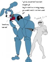 2boys animatronic animatronic_male anon anthro anthro_focus ass bent_over blue_body blue_fur bon_(the_walten_files) bow_tie bowtie buckteeth button dark_green_eyes dialogue digital_media_(artwork) duo_male english english_dialogue furry furry_focus green_eyes grey_body grey_skin hands_on_knees humanoid imminent_facesitting joints jpeg lagomorph lidded_eyes male male_ass male_butt male_duo male_only no_genitals no_visible_genitalia only_male part_1 part_of_a_set plain_background purple_eyelids questionable questionable_consent rabbit red_bow_tie red_bowtie robot showing_ass showing_butt simple_background size_difference suggestive sunglasses sunglasses_only tail the_walten_files white_background white_belly white_snout white_stomach who_are-you