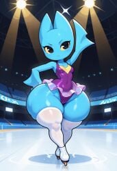 1girls adorabat ai_generated anthro bat black_eyes blue_skin cartoon_network darklnbot003 female female_only furry furry_female huge_thighs leotard mao_mao:_heroes_of_pure_heart pink_leotard shortstack skating small_breasts solo thick_thighs thighhighs white_thighhighs wide_hips yellow_sclera
