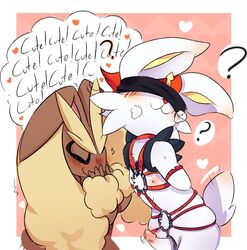 1boy 1girls arms_tied balls blush bodily_fluids bondage bound cinderace dominant dominant_female duo erection female female_lopunny fur genitals hi_res lopunny male male/female male_cinderace mammal nintendo nipples nude penis pokémon_(species) pokemon pokemon_(species) psibunny submissive submissive_male video_games white_body white_fur