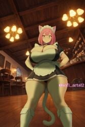 ai_generated animal_ears big_ass big_breasts big_thighs blush brawl_stars cafe cat_ears cat_tail catgirl cleavage colette_(brawl_stars) curvy female gigantic_breasts gigantic_thighs huge_breasts huge_cleavage large_breasts maid maid_cafe maid_dress maid_outfit maid_uniform panties_visible_under_skirt pantyshot pink_hair pussy short_dress short_skirt smile smiling supercell tail thick_thighs under_skirt under_skirt_view underboob upskirt visible_panties voluptuous wide_hips