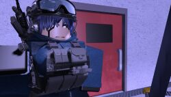 1girls 3d big_breasts breasts cesoperator clothed gun roblox roblox_avatar robloxian source_request tactical_gear tagme