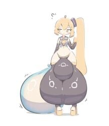 1futa 2026 akita_neru balls blonde_hair bottom_heavy breasts bulge bulge_through_clothing clothed clothing condom cum cum_in_condom filled_condom flaccid futa_only futanari huge_balls huge_cock human hyper hyper_balls hyper_penis light_skin o-bisu partially_clothed penis solo standing thick_thighs vocaloid wide_hips worshipable_balls yellow_eyes