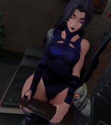 1boy 1girls 3d 3d_(artwork) antihero asian asian_female black_hair black_penis blade_(eric_brooks) clothing dark-skinned_male dark_skin different_angle earrings eyes_closed handjob heroine heterosexual indoors interracial japanese japanese_female large_penis leotard light-skinned_female light_skin marvel marvel_rivals nail_polish outercourse penis penis_out psylocke psylocke_(sai) psylocke_(sai)_(vengeance) scarecraw_ straight