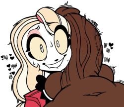 charlie_morningstar_(hazbin_hotel) imminent_oral imminent_sex penis penis_awe penis_on_face penis_out penis_shock penis_size_difference shocked shocked_expression