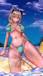 1girls 2d 2d_(artwork) 2d_artwork alternate_version_at_source alternate_version_available arm_behind_back arm_support bare_arms bare_belly bare_chest bare_hands bare_hips bare_legs bare_midriff bare_navel bare_shoulders bare_skin bare_thighs belly belly_button big_breasts bikini bikini_bottom bikini_only bikini_top blue-eyed_female blue_eyes blue_fingernails blue_nail_polish blue_nails blue_sky blush blush_face blushing_at_viewer blushing_female breasts breasts_apart brown-haired_female brown_dust_(series) brown_dust_2 brown_hair busty busty_female busty_girl busty_teen clouds collarbone curvaceous curvaceous_body curvaceous_female curvaceous_figure curvaceous_hips curvy curvy_body curvy_female curvy_figure curvy_hips digital digital_art digital_drawing digital_drawing_(artwork) digital_media digital_media_(artwork) drawing exposed_arms exposed_belly exposed_chest exposed_hips exposed_legs exposed_midriff exposed_navel exposed_shoulders exposed_skin exposed_thighs female female_focus female_only fingernails fingers green_bikini green_bikini_bottom green_bikini_top green_swimsuit green_swimwear groin hair_ornament hair_ornaments halterneck hand_behind_back head_tilt high_resolution highres hourglass_figure inframammary_fold inguinal_crease inguinal_ligament large_boobs large_breasts lean_figure long_hair looking_at_viewer looking_down looking_down_at_viewer midriff more_at_source nail_polish nails narrow_waist navel nebris_(brown_dust_2) nerohikiii night night_background night_sky night_time ocean outdoor outdoor_nudity outdoors outside partially_submerged partially_submerged_legs ponytail sea seaside shoulders side-tie_bikini sky slender_body slender_waist slim_female slim_waist solo string_bikini submerged_feet submerged_legs swimsuit swimwear thick_thighs thighs tilted_head upper_body water wide_hips