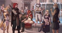 2025 3boys 4girls 5_fingers 5_toes accessory ai_generated anthro arm_wraps armlet arms_crossed belt big_ears black_sclera blonde_hair blurred_background boots bottomless bottomless_anthro bottomless_female bow_ribbon bracelet breasts brown_body brown_fur canid canine casual casual_exposure chest_tuft chest_wraps city city_background cloak clothed clothed_human clothed_male clothing countershading crossed_legs detailed_background digitigrade director_name elderly_male english_text faerixi_(midria) feet felid feline female female_anthro female_human fenn_(midria) fennec feylinn_(midria) fingers flute footwear fountain fox from_front_position front_view fur furry genitals grey_hair group hair happy headband hi_res hood_up human humor imagen_3 jewelry laughing legwear looking_at_another lotus_position lynx male male_anthro male_human mammal medieval melee_weapon mostly_nude mostly_nude_anthro mostly_nude_female multicolored_body multicolored_fur murid murine musical_instrument neck_tuft necklace open_clothing open_robe pink_eyes plaza public public_exposure pussy rat red_eyes red_hair robe rodent sex sitting size_difference skimpy smoking smoking_pipe social_nudity spots spotted_body spotted_fur standing stubble sword tagme tassels terraraptor text thigh_highs toes town tuft tunic two_tone_body two_tone_fur under_boob weapon whiskers white_body white_countershading white_fur wind_instrument woodwind_instrument world_of_midria wraps