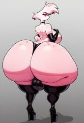 ai_generated angel_dust_(hazbin_hotel) balls ballsack black_clothing breasts fat_ass fuckmeat fur hazbin_hotel kingap_x male slutboy thick unknown_artist