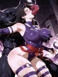 ai ai_assisted ai_generated ai_slop arched_back ass_against_crotch french_kiss implied_sex marvel psylocke psylocke_(sai)_(vengeance) tongue_kiss venom_(marvel)