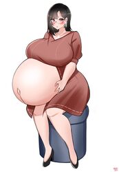 1girls absurdres bayoshii breasts cleavage female female_only highres huge_belly huge_breasts looking_at_viewer pregnant ready_to_pop solo