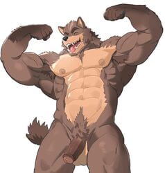 anthro balls bara canine furry gay male male_only muscles muscular penis reyes_(saltypoundcake) saltypoundcake source_request spookeedoo werewolf