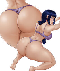 1girls ass ass_focus big_ass big_breasts blush bra breasts bubble_butt eye_contact female female_only huge_ass hyuuga_hinata large_ass large_breasts long_hair looking_at_viewer naruto naruto_(series) naruto_shippuden purple_hair sideboob thelorope thick_thighs thighs thong white_background