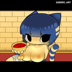 animal_crossing animated ankha breaking_the_fourth_wall breasts chibi_style looking_at_viewer nintendo nipples seiro_art tagme