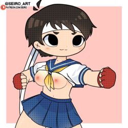 1girls animated breasts chibi_style exposed_breasts sakura_kasugano seiro_art street_fighter tagme