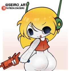 animated ass big_ass big_butt blonde_hair butt casual cave_story chibi_style curly_brace female firearm handgun heart-shaped_pupils huge_ass huge_butt revolver robot seiro_art tagme weapon wide_hips