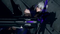 1girls 3d armor breasts breasts_out clothed expressionless female female_focus female_only hairpin headgear huge_breasts looking_at_viewer nipples punishing:_gray_raven realistic robot_girl rosetta_(punishing:_gray_raven) short_hair side_view solo weapon white_hair yellow_eyes ヨミ