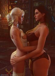 3d big_breasts ciri female_focus female_only large_ass nyx34x small_breasts the_witcher_(series) the_witcher_3:_wild_hunt yennefer yuri