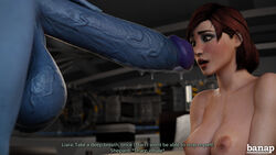 1futa 1girl1futa 1girls 3d alien alien/human alien_futanari asari_futanari banap big_balls big_penis blender blender_(software) blue_skin comic comic_page commander_shepard dialogue english english_text female femshep futanari huge_cock human imminent_oral interspecies leaking leaking_precum liara_t'soni mass_effect no_nut_november open_mouth precum red_hair text