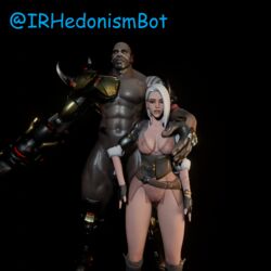 3d ashe_(overwatch) comic dark-skinned_male doomfist female interracial irhedonismbot overwatch overwatch_2 unfinishedneme1 white_hair