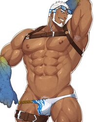 1boy aegir_(tokyo_afterschool_summoners) balls bara male male_only muscles muscular penis sakuramaru123 solo swimwear tokyo_afterschool_summoners