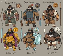 2021 anthro armor balls brown_body clothing flaccid genitals hat headgear headwear helmet humanoid_genitalia humanoid_hands humanoid_penis male mammal melee_weapon moobs musclegut nipples penis pure_command shield solo suid suina sus_(pig) sword text weapon wild_boar