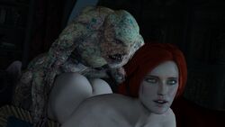 1girls 1monster 3d ambiguous_penetration completely_nude freckles green_eyes looking_at_viewer looking_pleasured monster pleasure_face pleasured pounding prone_bone red_hair straight tagme the_witcher_(series) the_witcher_3:_wild_hunt triss_merigold whitetentaclesfm