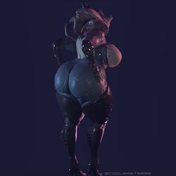 ass back_view breasts chubby coolmaster98 female female_focus hips huge_ass huge_breasts large_breasts saryn_(warframe) sideboob solo solo_female thick_ass thick_thighs thighhighs thighs warframe watermark wide_hips