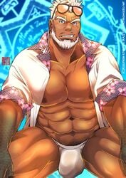 1boy aegir_(tokyo_afterschool_summoners) balls bara male male_only muscles muscular penis solo tokyo_afterschool_summoners