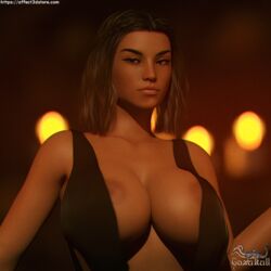 1girls 3d candles cleavage clothed clothing female female_only gazukull huge_breasts looking_at_viewer magic nipple_slip pinup slushe_(website) solo solo_female sorceress standing tagme