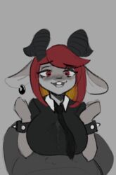 anthro anthro_on_human boobjob breasts clothed clothed_female clothed_female_nude_male clothing colored cum cum_on_body cum_on_breasts cum_on_clothes cum_through_clothes cumming cumshot demon edit ejaculation ejaculation_between_breasts female furry goat heart human human_on_anthro kura_(svarzye) looking_at_viewer male necktie outercourse paizuri paizuri_under_clothes pov tie titfuck titfuck_under_clothes titjob