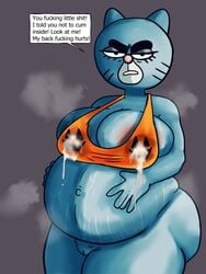 anthro belly_button belly_grab big_belly big_breasts bra english_text female gilf grandmother grandmother_and_grandson grandson implied_sex impregnation inbreeding lactating mary_senicourt musk pregnancy pregnant shaved_pussy simple_background solo solo_focus stretch_marks the_amazing_world_of_gumball tool01k