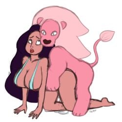 animated big_breasts breasts cartoon_network duo felid female female_on_feral feral feral_penetrating feral_penetrating_human fur human human_on_feral human_penetrated humanoid interspecies lion lion_(steven_universe) male male/female male_on_human mammal pantherine penetration pink_body pink_fur sex steven_universe stevonnie unknown_artist zoophilia
