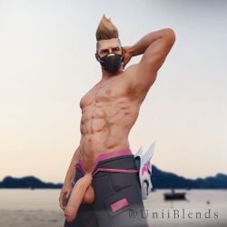 3d 3d_model abs balls bara biceps big_balls big_penis blonde_hair drift_(fortnite) epic_games fortnite male male_nipples male_only manly mohawk mohawk_(hairstyle) muscular_male nipples pecs penis uniiblends