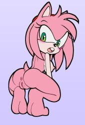 amy_rose anthro anus blush breasts crouching eulipotyphlan female fours_(artist) genitals green_eyes hedgehog hi_res looking_back mammal medium_breasts pink_body pussy sega solo sonic_(series) sonic_the_hedgehog_(series)