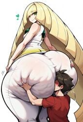 ai_generated cellulite face_in_ass gvukub huge_ass lusamine_(pokemon) nintendo pokemon