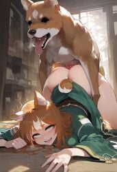 ai_generated big_ass canine canine danyan doggy_style dominant_feral femsub feral_on_female genshin_impact interspecies large_ass ms_hina_(genshin_impact) thick_ass zoophilia