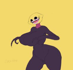 
 breasts coryhen_(artist) friday_night_funkin monster monster_(friday_night_funkin) round_eyes rule_63 teeth voluptuous yellow_head