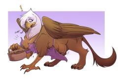 avian breasts brown_body brown_fur claws female female_only feral feral_only friendship_is_magic fur gilda_(mlp) gryphon hasbro multi_breast my_little_pony nipples quadruped solo thatmuttmarie white_body white_fur wings yellow_eyes