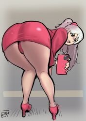 1girls female huge_ass selfie tako_(zestysauce) underwear white_hair zestysauce