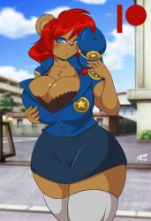 abigail_ursinare badge bear blush breasts busty cop luhyzi mastergodai muscular police red_hair skirt ursine