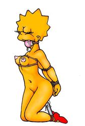 arms_behind_back ball_gag bondage bound_ankles bound_arms bound_wrists breasts closed_eyes female female_only gag gagged human lisa_simpson nipples rope rope_bondage shoes solo tagme the_simpsons wolverine_(artist) yellow_body