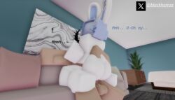 1boy big_ass blackhornzz bunny_ears bunny_girl couch couch_sex female riding riding_penis roblox sofa sofa_sex thick_thighs tv_head