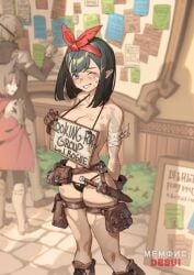 1girls artist_request female green_hair looking_at_viewer looking_for_someone rogue sign tagme_(artist) wooden_sign