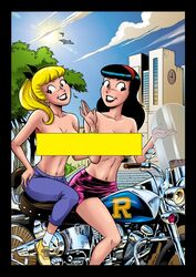 archie_comics betty_cooper blonde_hair brown_hair faro motorcycle veronica_lodge