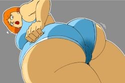 ass_focus big_ass family_guy female female_only green_eyes lois_griffin milf pulling_up_pants sportswear weener72