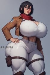 1girls ai_generated aibuta big_breasts female_only mikasa_ackerman shingeki_no_kyojin solo solo_female tagme