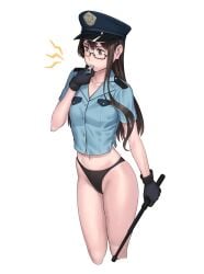 1girls artist_request female long_hair panties police police_uniform tagme_(artist)